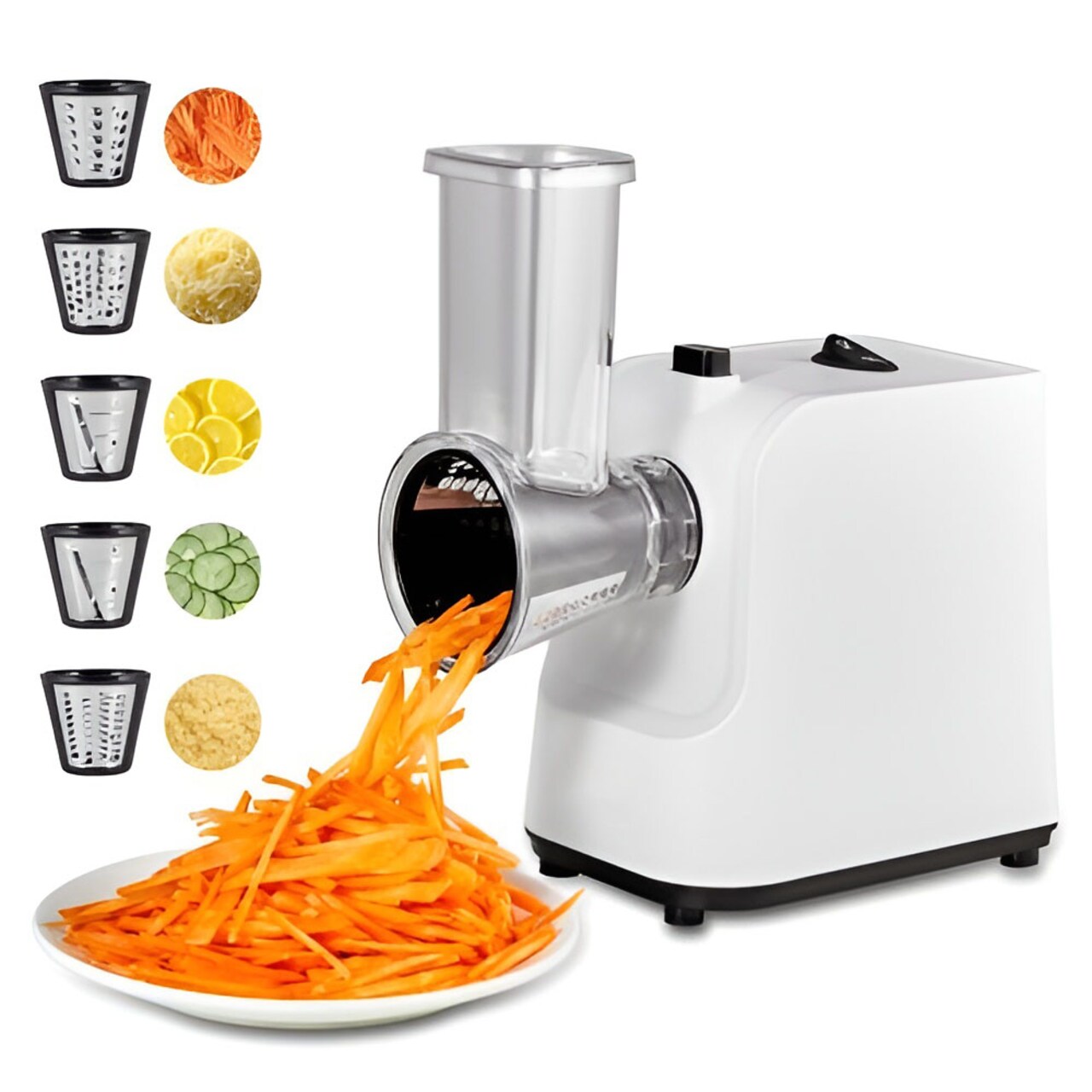 Electric Cheese Grater Salad Maker 200W Vegetable Shredder Slicer Chopper with Stainless Steel Tools